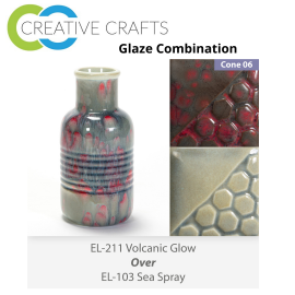 Volcanic Glow EL211 over Sea Spray EL103 Glaze Combination Volcanic Glow EL211 over Sea Spray EL103 Glaze Combination